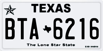 TX license plate BTA6216