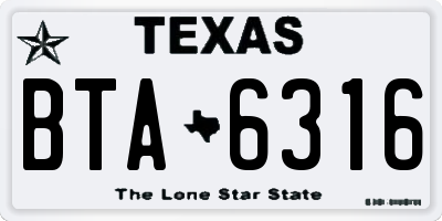 TX license plate BTA6316