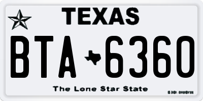 TX license plate BTA6360