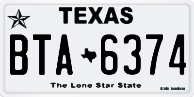 TX license plate BTA6374