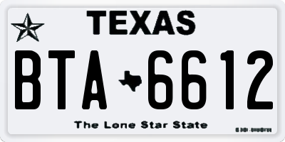 TX license plate BTA6612