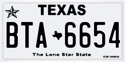 TX license plate BTA6654