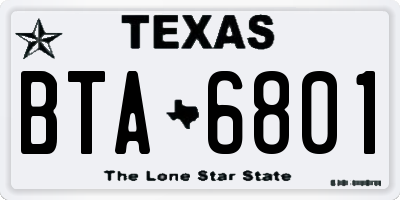 TX license plate BTA6801