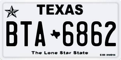 TX license plate BTA6862
