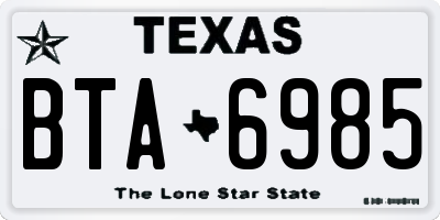 TX license plate BTA6985