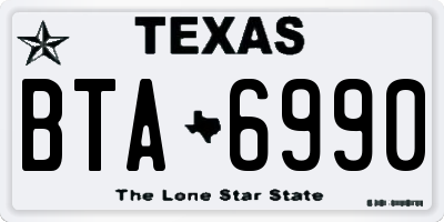 TX license plate BTA6990