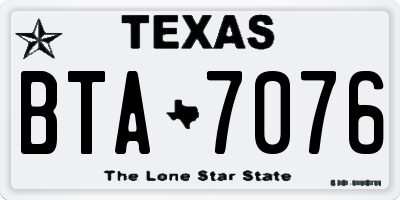 TX license plate BTA7076