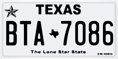 TX license plate BTA7086
