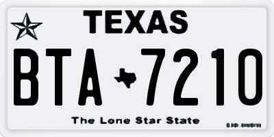 TX license plate BTA7210