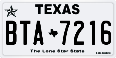 TX license plate BTA7216