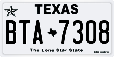 TX license plate BTA7308