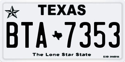 TX license plate BTA7353