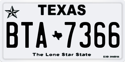 TX license plate BTA7366