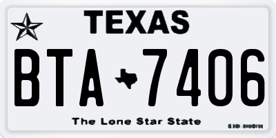 TX license plate BTA7406