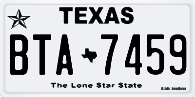 TX license plate BTA7459