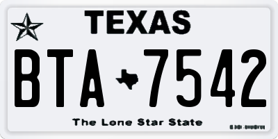 TX license plate BTA7542