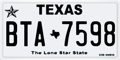 TX license plate BTA7598