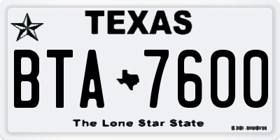 TX license plate BTA7600