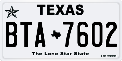TX license plate BTA7602