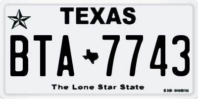 TX license plate BTA7743