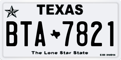 TX license plate BTA7821