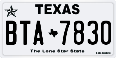 TX license plate BTA7830