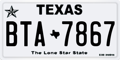 TX license plate BTA7867