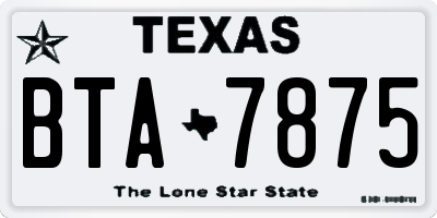TX license plate BTA7875