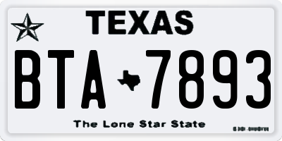 TX license plate BTA7893