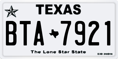 TX license plate BTA7921