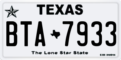 TX license plate BTA7933