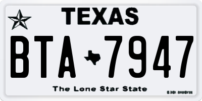 TX license plate BTA7947