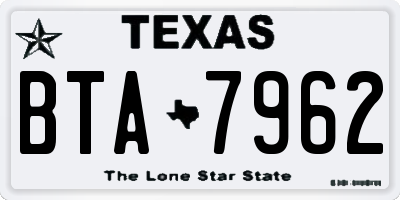 TX license plate BTA7962