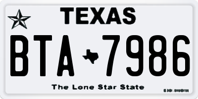 TX license plate BTA7986
