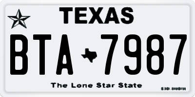 TX license plate BTA7987