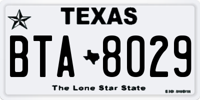 TX license plate BTA8029