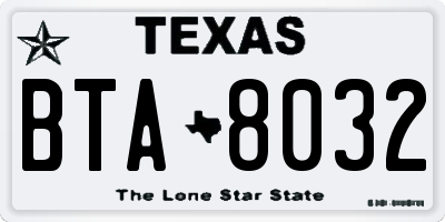 TX license plate BTA8032