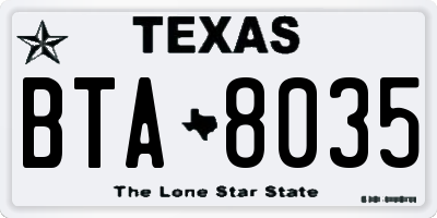 TX license plate BTA8035