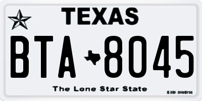 TX license plate BTA8045