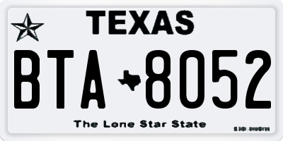TX license plate BTA8052