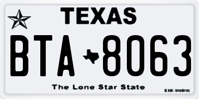 TX license plate BTA8063