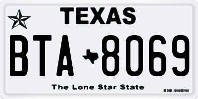 TX license plate BTA8069