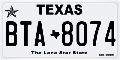 TX license plate BTA8074