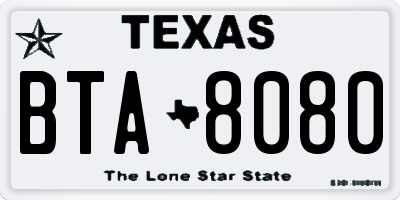 TX license plate BTA8080