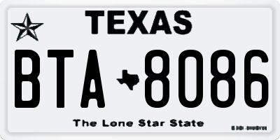 TX license plate BTA8086