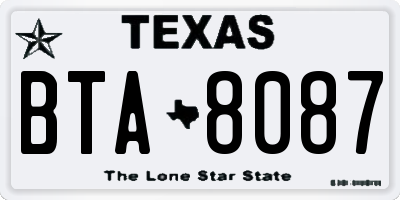 TX license plate BTA8087