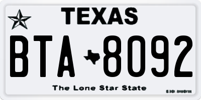 TX license plate BTA8092