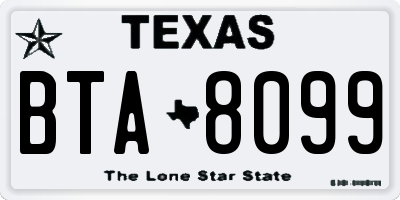 TX license plate BTA8099