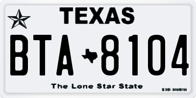 TX license plate BTA8104