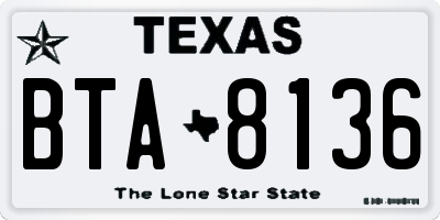 TX license plate BTA8136